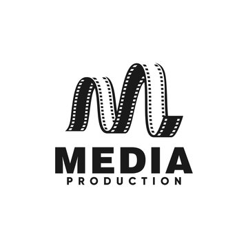 M logo vector, letter M, Media logo design, film strip 
