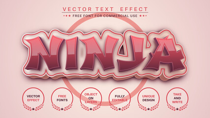 Ninja - edit text effect, font style © rwgusev