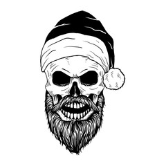 tattoo design hand drawn skull santa clous