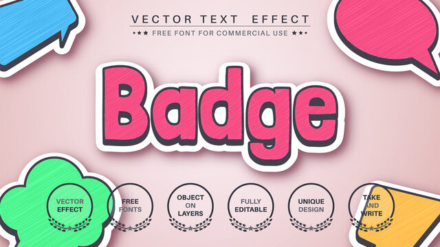 Badge - edit text effect, font style