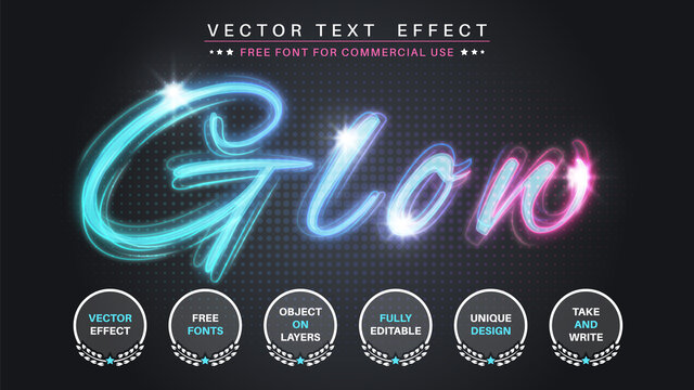Night glow - edit text effect, font style