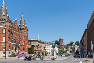 Fototapeta premium view of downtown Helsingborg on a sunny summer day