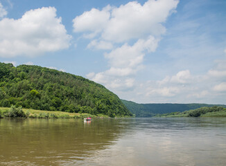 Dniester. Ukraine. June 22, 2021; Kayaking on the river.