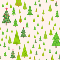 Seamless Christmas background with decorative Christmas tree