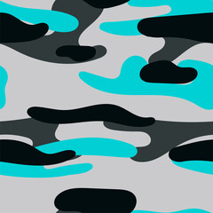 Military camouflage seamless pattern. Khaki texture. Trendy background. Abstract color vector illustration. For design wallpaper, fabric, wrapping paper.