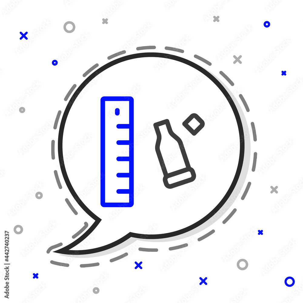 Poster line bullet casing as a piece of evidence placed with forensic ruler for documentation icon isolated