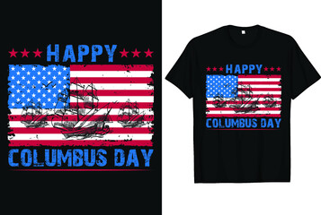 Happy Columbus Day, US Flag T-shirt Design