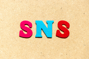 Color cloth alphabet letter in word SNS (abbreviation of Social Networking Site or sorry not sorry)...