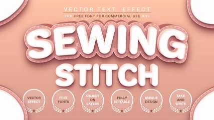 Fotobehang Sewing stitch - edit text effect, font style © rwgusev