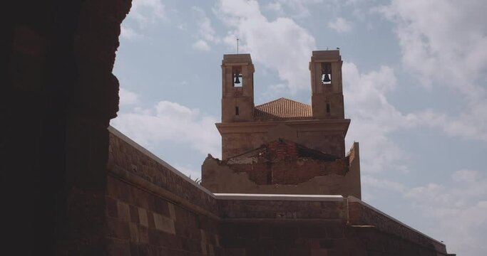 Spanish-Inspired Church on the Island of Tabarca Taken From a Lower Viewpoint