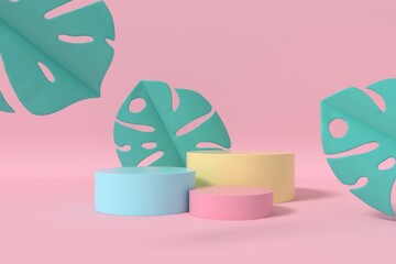 Abstract minimal scene, pastel color design for cosmetic or product display podium 3d render.	