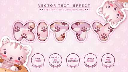 Kitty footprint - edit text effect, font style