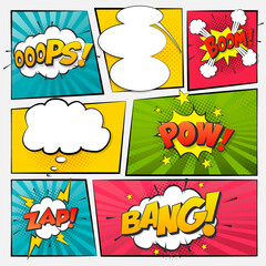 Comic cartoon sound bubble speech. Set comic speech bubble for text. Vector comic 