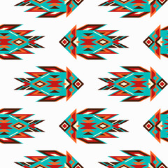 Vector Seamless Mexican Background with Geometric Fishes - 442742801