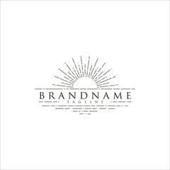 Vintage line art sun logo vector illustration design , sunrise, sunset icon symbol.