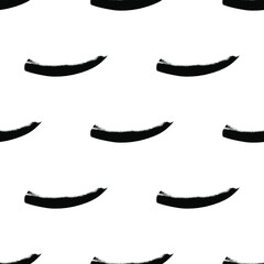 Obraz premium Trendy black and white graphic seamless pattern with strokes and stains. Minimalist Scandinavian style. Vector abstract background with hand painted lines. Design for wrapping paper, prints, fabrics