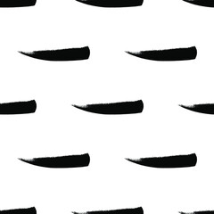 Trendy black and white graphic seamless pattern with strokes and stains. Minimalist Scandinavian style. Vector abstract background with hand painted lines. Design for wrapping paper, prints, fabrics