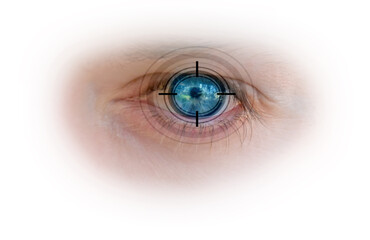 eye  blue one male man target looking