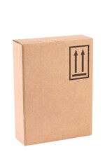 cardboard shipping box isolated on white background with clipping path included and copy space for your text