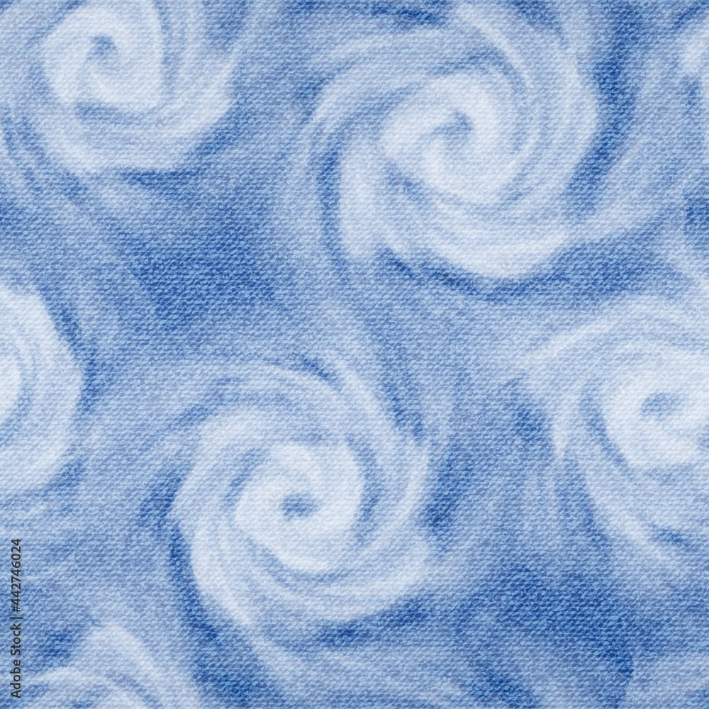 Poster vector seamless pattern. denim blue with white flowers. repeated pattern. abstract texture for desig