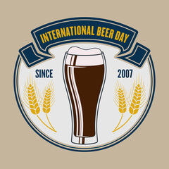 International Beer Day poster or banner design template. Vector Illustration	