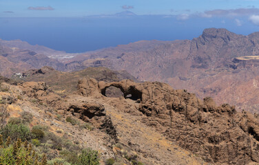 Gran Canaria, landscape of the central part of the island, Las Cumbres, ie The Summits, hiking route 
Cruz de Timagada - Lajas del Nublo - Aserrador - Chimirique
