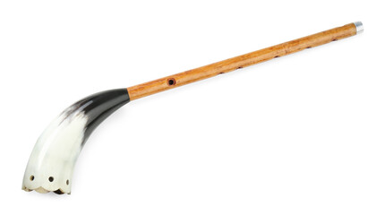 Vintage zhaleika isolated on white. Woodwind musical instrument