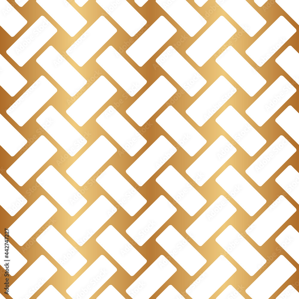 Poster vector seamless pattern. gold basketweave. repeated pattern basket weave. repeating golden interlace