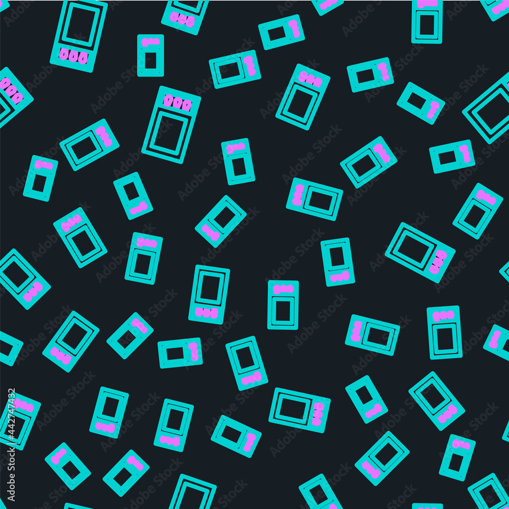 Poster line open matchbox and matches icon isolated seamless pattern on black background. vector
