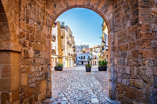 Narrow Street In Old Town, Ibiza, Spain