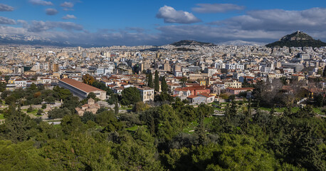 Fototapeta premium Panoramic view over the old town of Athens from Acropolis hill. Athens, Greece.