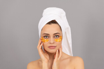 a glowing skin. girl reduce eye bags. skincare. facial collagen cosmetic. moisturizing skin.