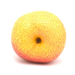 Fototapeta premium Large very round yellow and red pear fruit isolated on white background