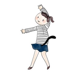 ハロウィン　黒猫の女の子
