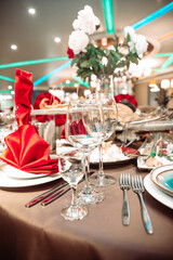 a table set in a restaurant on a holiday