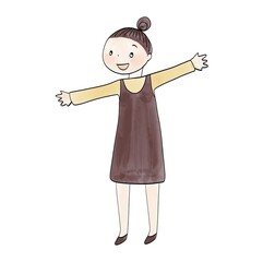 手をひろげる女の子　日本人
