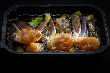 Korean food Raw crabs marinated in soy sauce which is called Ganjang-gejang