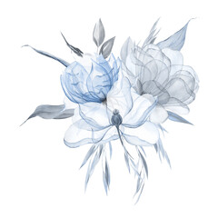 Dusty blue floral clipart, Boho navy blue bouquet watercolor, floral borders , Baby blue wedding invitations floral frames with bouquets, baby boy shower card