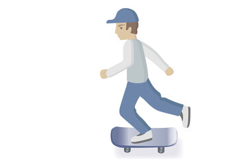 Boy on a skate. Kid with skate illustration.Skater boy illustration isolated on white background.