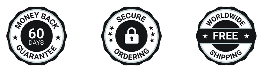 Money back guarantee, Free Shipping Trust Badges ,Trust Badges