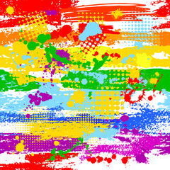 Seamless rainbow background made from brush strokes. Vector illustration