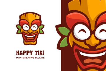 Tiki Mask Festival Cartoon Mascot Logo