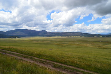 landscape with mountains and clouds