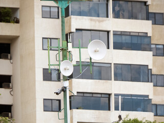 satellite dish and building