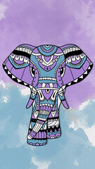 Mandala Elephant Wallpaper background in purple