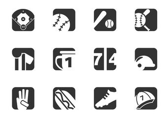 baseball icon set