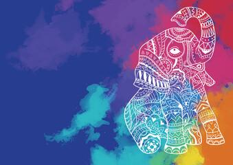 Mandala Elephant with Colorful Background	
