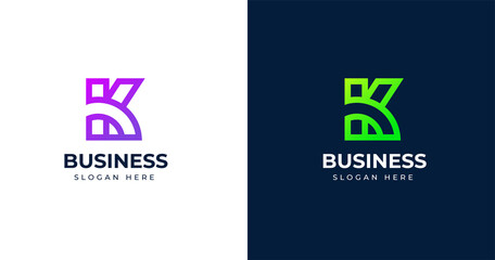 Initial K letter logo design template, line concept, vector illustration for personal or company