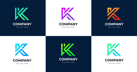 Initial K letter logo design template, line concept, vector illustration for personal or company