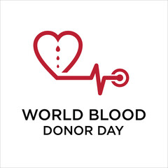 Heart shape blood drop donor logo illustration. world blood donor day logo vector design template
